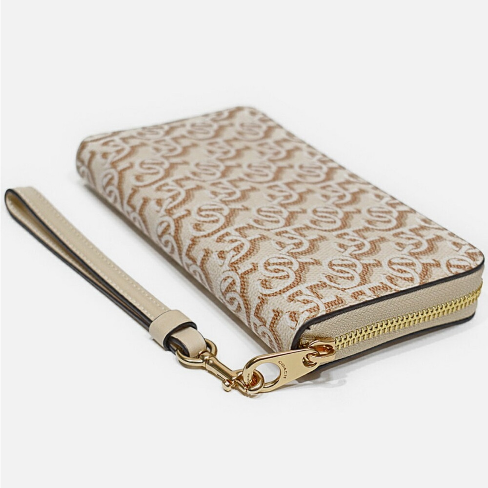 Coach Beige and White Monogram Wristlet - Picture 2 of 9